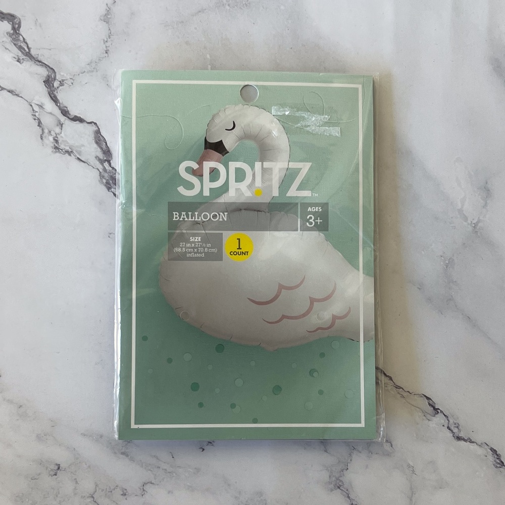 Spritz White Swan Mylar Balloon